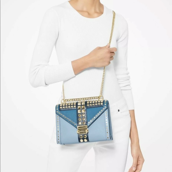 Michael Kors Bags Michael Kors Studded Chain Shoulder Bag Blue Navy